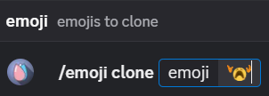 Screenshot showing how to use the emoji clone command with an emoji dramatically exclaiming nooooooo