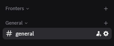 An image showing what the new category looks like in the discord client, it shows an empty "Fronters" category with underneath that a General category with a single channel named "#general" for example purposes